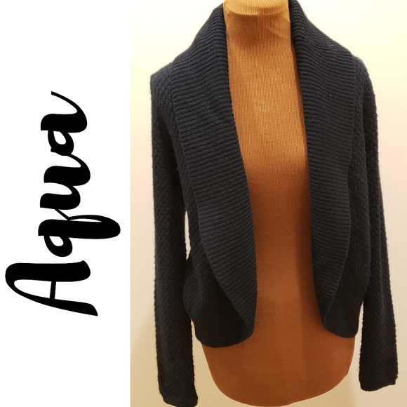 Aqua Sweaters - AQUA Shawl Collar Black Knit Cardigan Aqua Sweaters - AQUA Shawl Collar Black Knit Cardigan